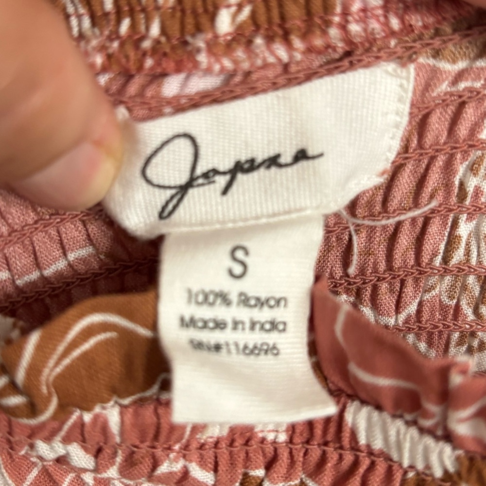 Japna Floral Smocked Waist Sleeveless Maxi Dress - Pink & Brown Size Small - Picture 7 of 7